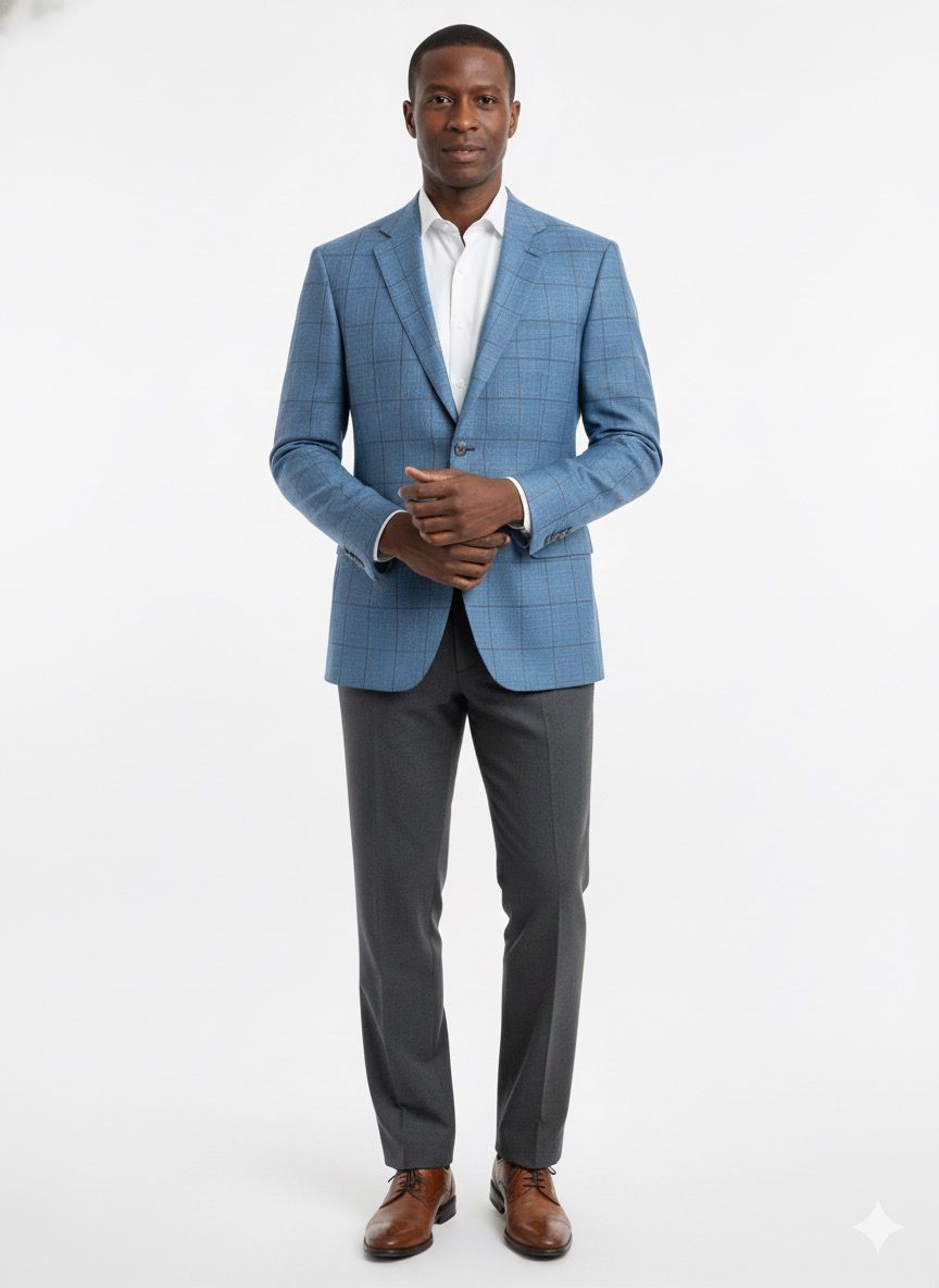 Joseph Abboud Sky Blue Windowpane Blazer